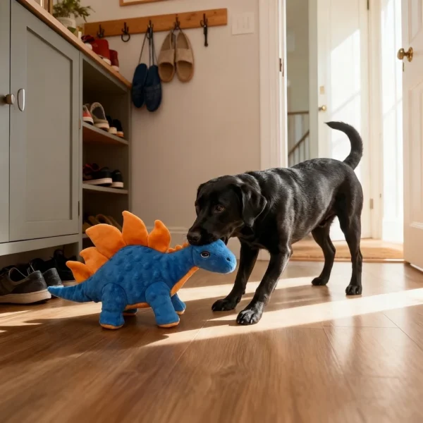 Dinosaur plush chew toy for dogs