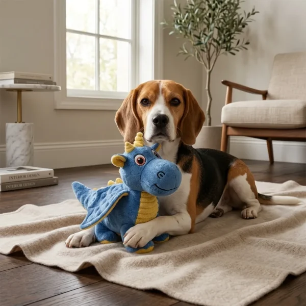 Plush dragon squeaky toy for dogs